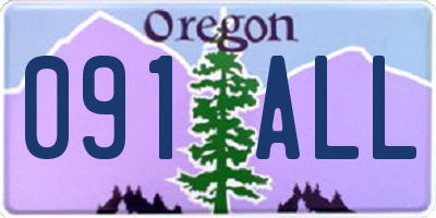 OR license plate 091ALL