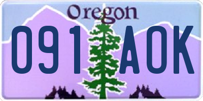 OR license plate 091AOK