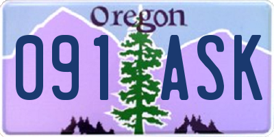 OR license plate 091ASK