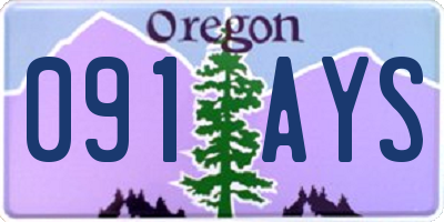 OR license plate 091AYS