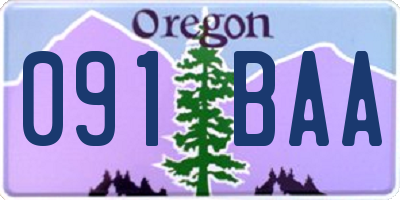OR license plate 091BAA