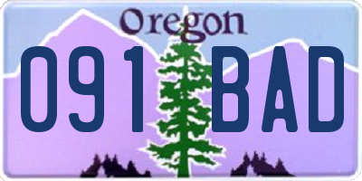 OR license plate 091BAD