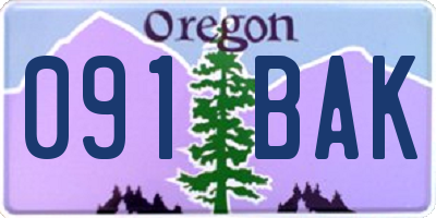 OR license plate 091BAK