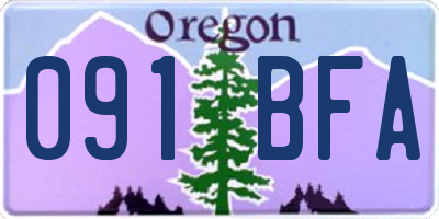 OR license plate 091BFA