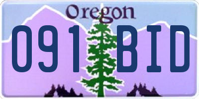 OR license plate 091BID