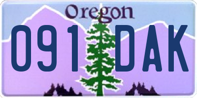 OR license plate 091DAK