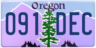 OR license plate 091DEC