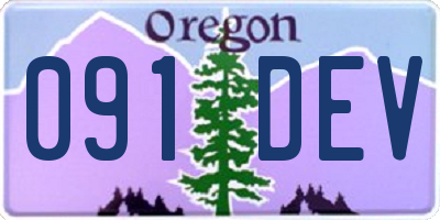 OR license plate 091DEV