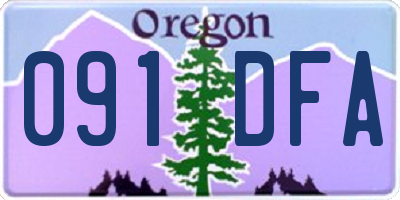 OR license plate 091DFA
