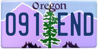 OR license plate 091END