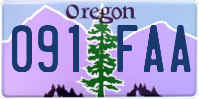 OR license plate 091FAA