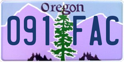 OR license plate 091FAC