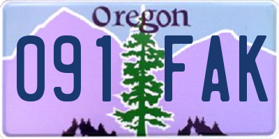 OR license plate 091FAK