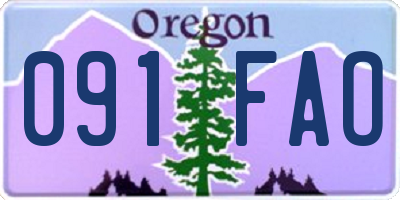 OR license plate 091FAO
