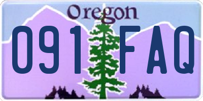 OR license plate 091FAQ