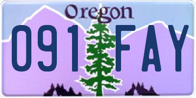 OR license plate 091FAY