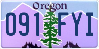 OR license plate 091FYI