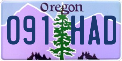 OR license plate 091HAD