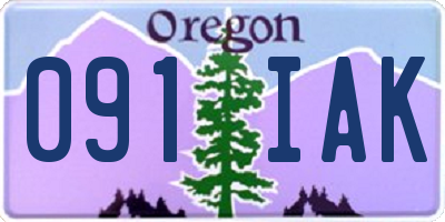 OR license plate 091IAK