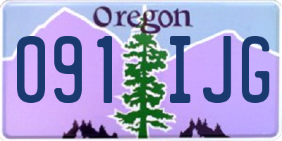 OR license plate 091IJG