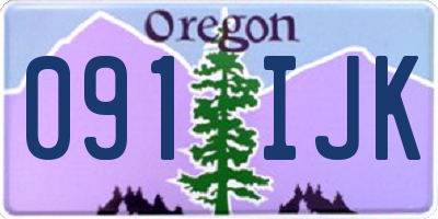 OR license plate 091IJK
