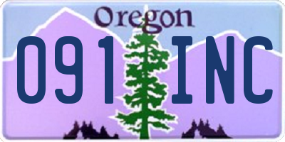OR license plate 091INC