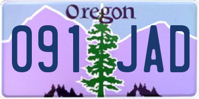 OR license plate 091JAD