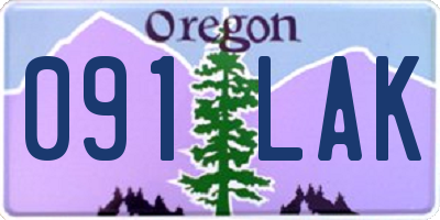 OR license plate 091LAK