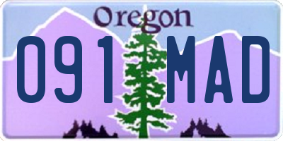 OR license plate 091MAD