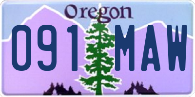OR license plate 091MAW