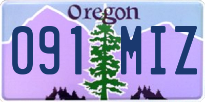 OR license plate 091MIZ