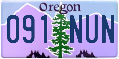 OR license plate 091NUN