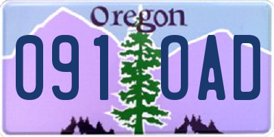 OR license plate 091OAD