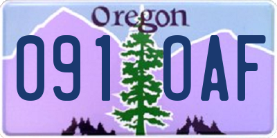 OR license plate 091OAF