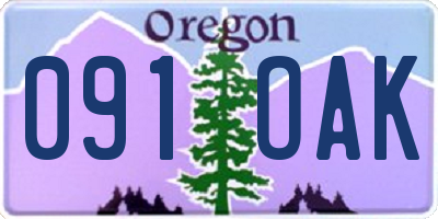 OR license plate 091OAK