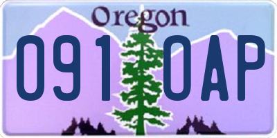 OR license plate 091OAP