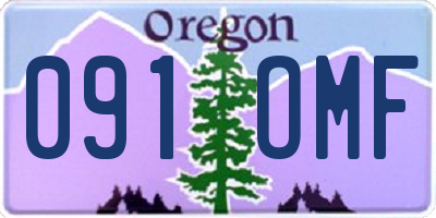 OR license plate 091OMF