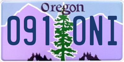OR license plate 091ONI