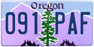 OR license plate 091PAF