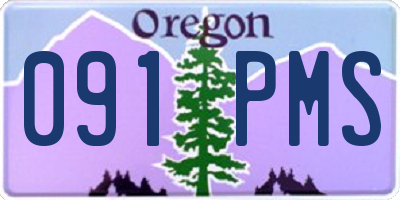 OR license plate 091PMS