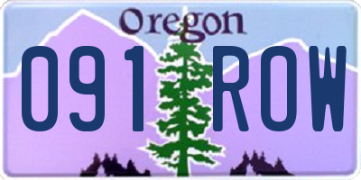 OR license plate 091ROW