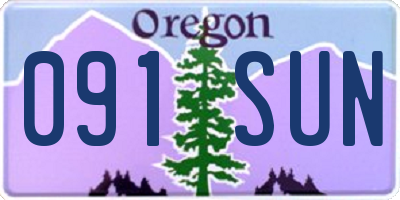 OR license plate 091SUN