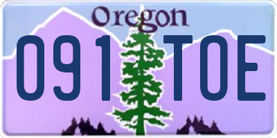 OR license plate 091TOE