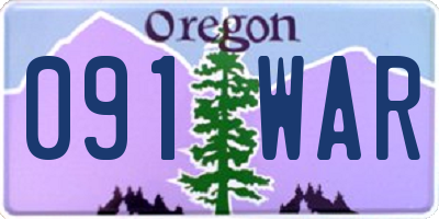 OR license plate 091WAR