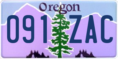 OR license plate 091ZAC