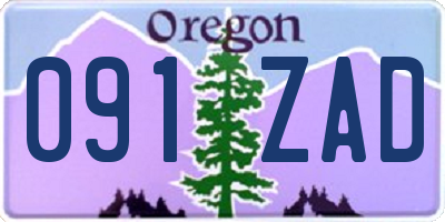 OR license plate 091ZAD