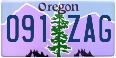 OR license plate 091ZAG