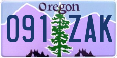 OR license plate 091ZAK