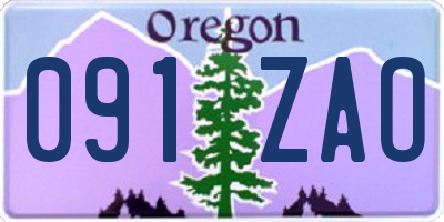 OR license plate 091ZAO