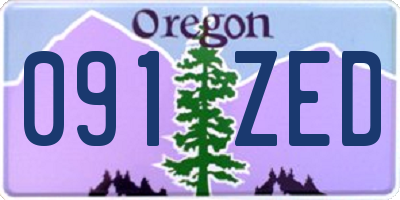 OR license plate 091ZED